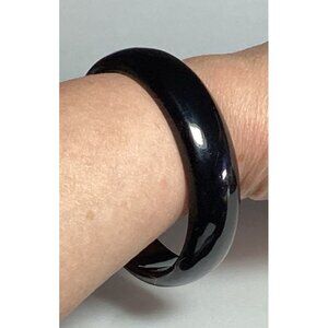 Vintage Minimalist Black Lucite Bangle Bracelet Opaque Stackable
